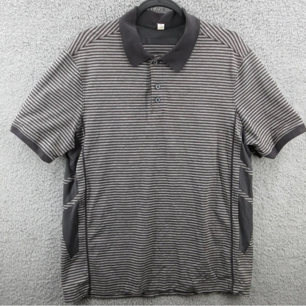 Lululemon Polo Shirt Adult Large Black Gray Vent Tech (M)